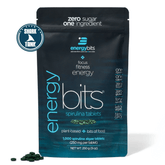 Large bag of ENERGYbits Spirulina, a natural green superfood supplement from ENERGYbits, shown in a resealable bag.