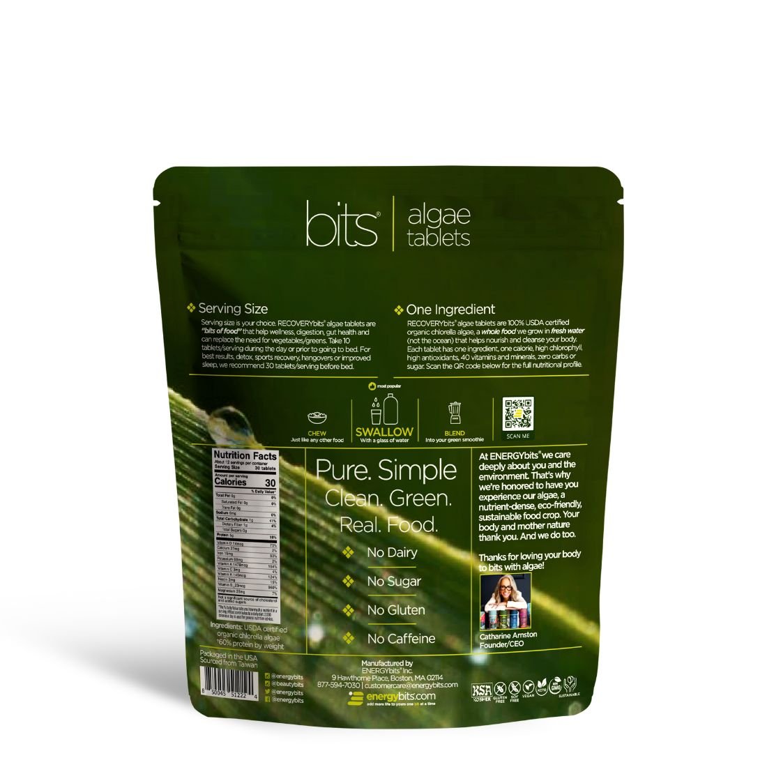 ENERGYbits RECOVERYbits small bag for subscription, featuring natural plant-based recovery supplements in a compact package