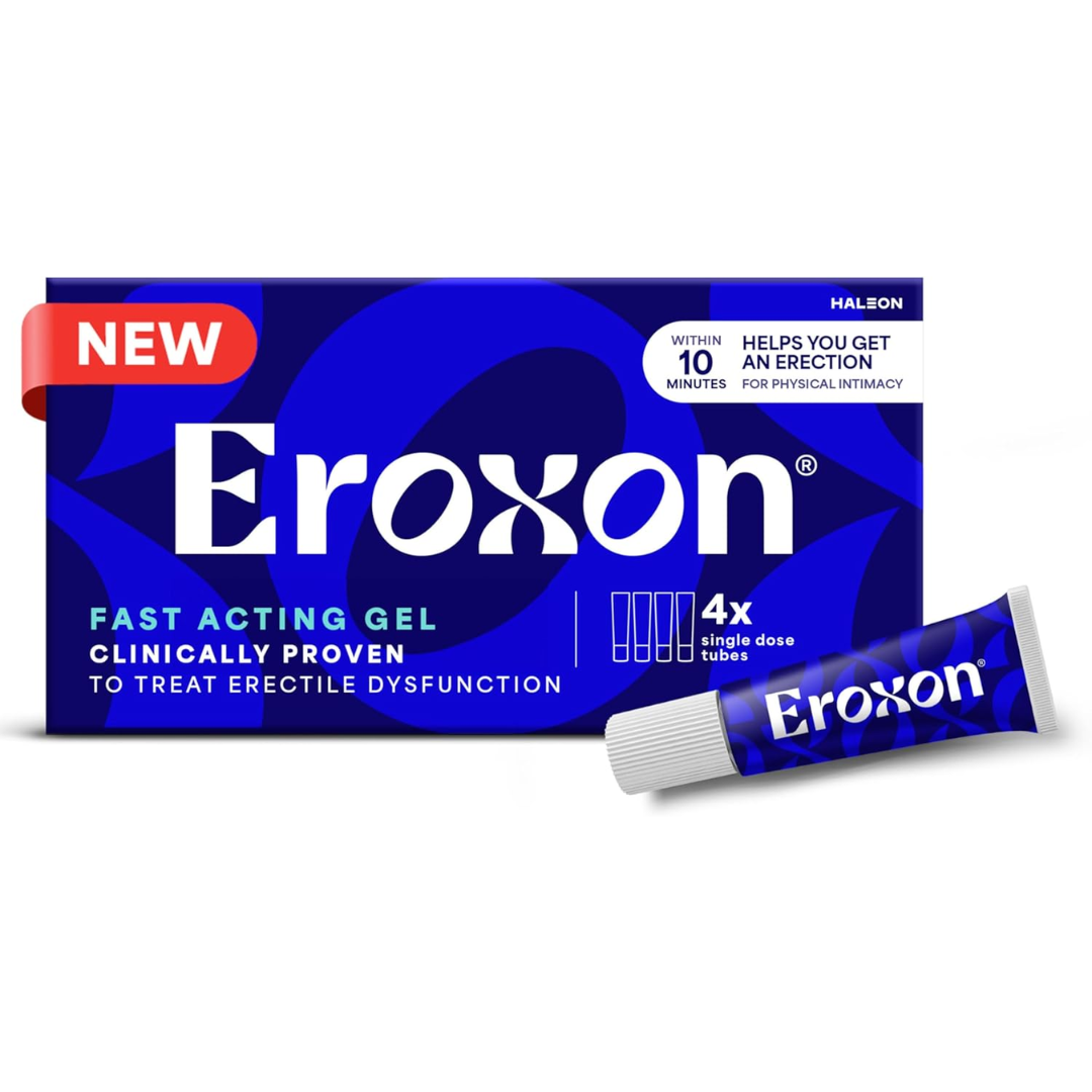 Eroxon fast-acting gel in 0.01 oz tube, shown in the image, from Farmacias Savia, for quick relief.