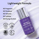 Maree Retinol Lifting & Firming Face Cream jar showing smooth, creamy texture and sleek packaging with a white lid.
