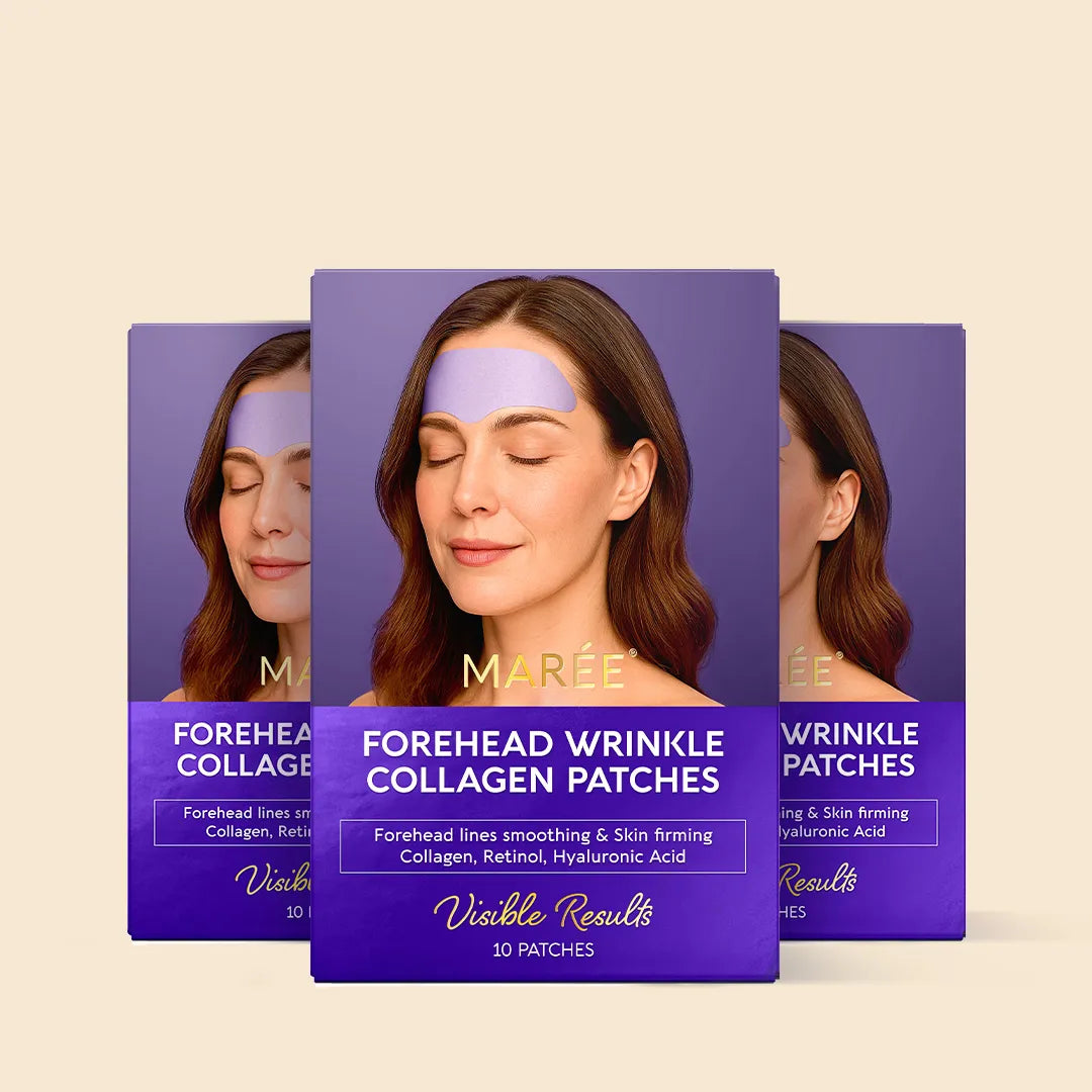 Maree anti-wrinkle forehead patches applied to smooth fine lines and wrinkles on the forehead.