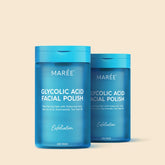 Maree Glycolic Acid Pads in a jar, 200 count, with textured cotton pads for exfoliating and brightening skin.