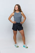 Dark grey Goal Five boxy crop tank top, XS size, with a relaxed fit and sleeveless design.