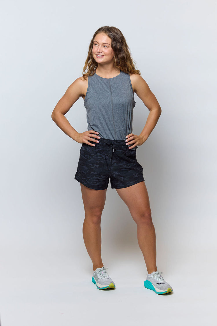 Dark grey Goal Five boxy crop tank top, XS size, with a relaxed fit and sleeveless design.