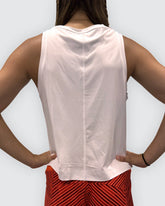 Dark grey Goal Five boxy crop tank top with a relaxed fit, displayed on a plain background.