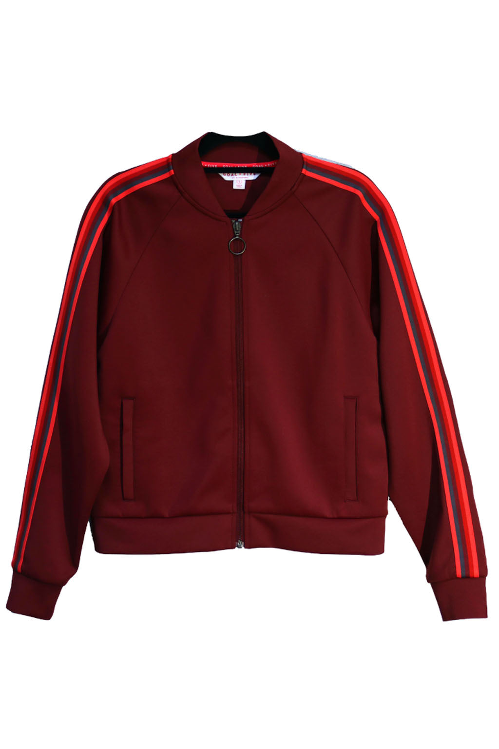 Black Goal Five Powerstripe LS Track Jacket for lifestyle wear, featuring a sporty design and long sleeves.