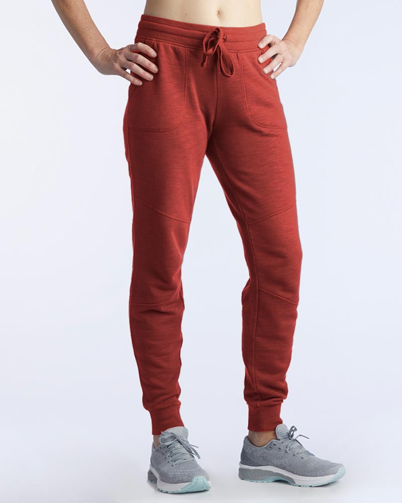 Goal Five Freasy Jogger in carbon color, lifestyle athletic pants with a relaxed fit and elastic waistband, shown on model.