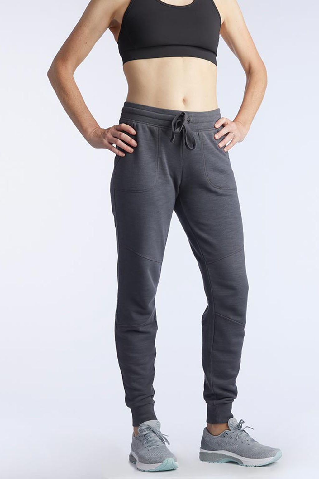 Goal Five Freasy Jogger in carbon, lifestyle fit, featuring comfortable fabric and casual style, shown on a model.