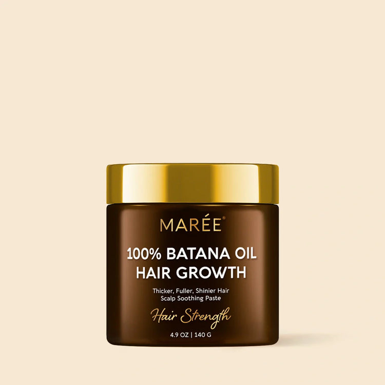 Maree Pure Batana Hair Growth Paste in a jar, showing the natural herbal paste for hair strengthening and growth.
