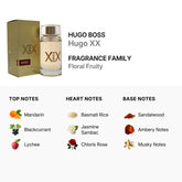 Hugo Boss Hugo XX Eau de Toilette spray for women, 3.4oz bottle, featuring a sleek design and floral fragrance presentation