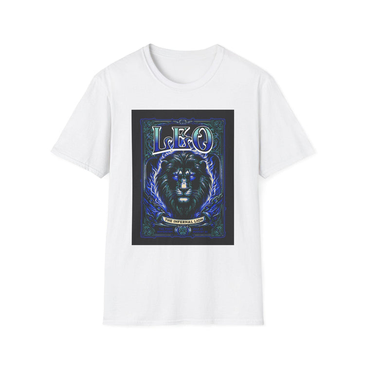 Blue Star Leo Zodiac Lion astrology T-shirt featuring a detailed lion graphic and celestial design on soft fabric.