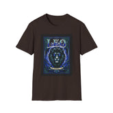 Blue Star Leo Zodiac Lion astrology T-shirt featuring a lion graphic, perfect for astrology fans and Leo zodiac sign enthusiasts.