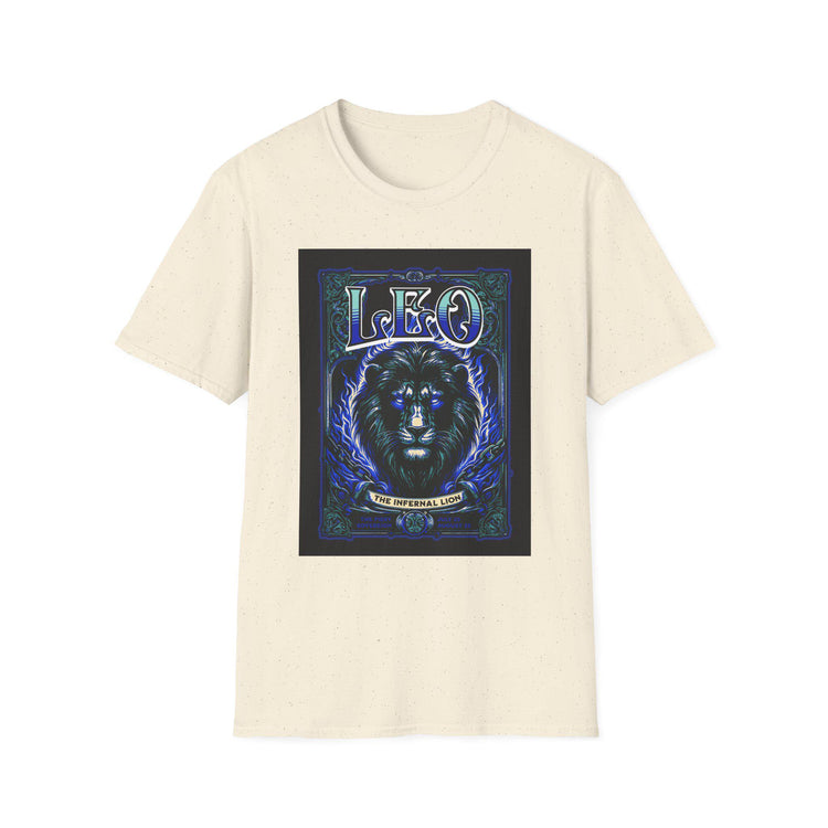 Blue Star Leo Zodiac Lion astrology T-shirt featuring a detailed lion graphic and celestial design on soft fabric.