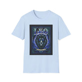 Blue Star Leo Zodiac Lion astrology T-shirt featuring a detailed lion design on soft fabric for astrology enthusiasts.