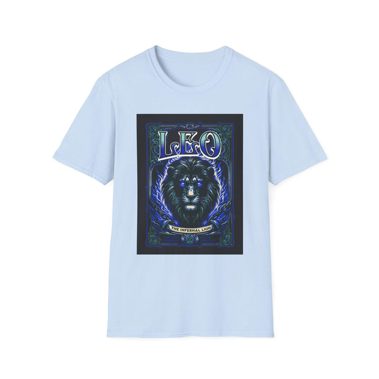 Blue Star Leo Zodiac Lion astrology T-shirt featuring a detailed lion design on soft fabric for astrology enthusiasts.