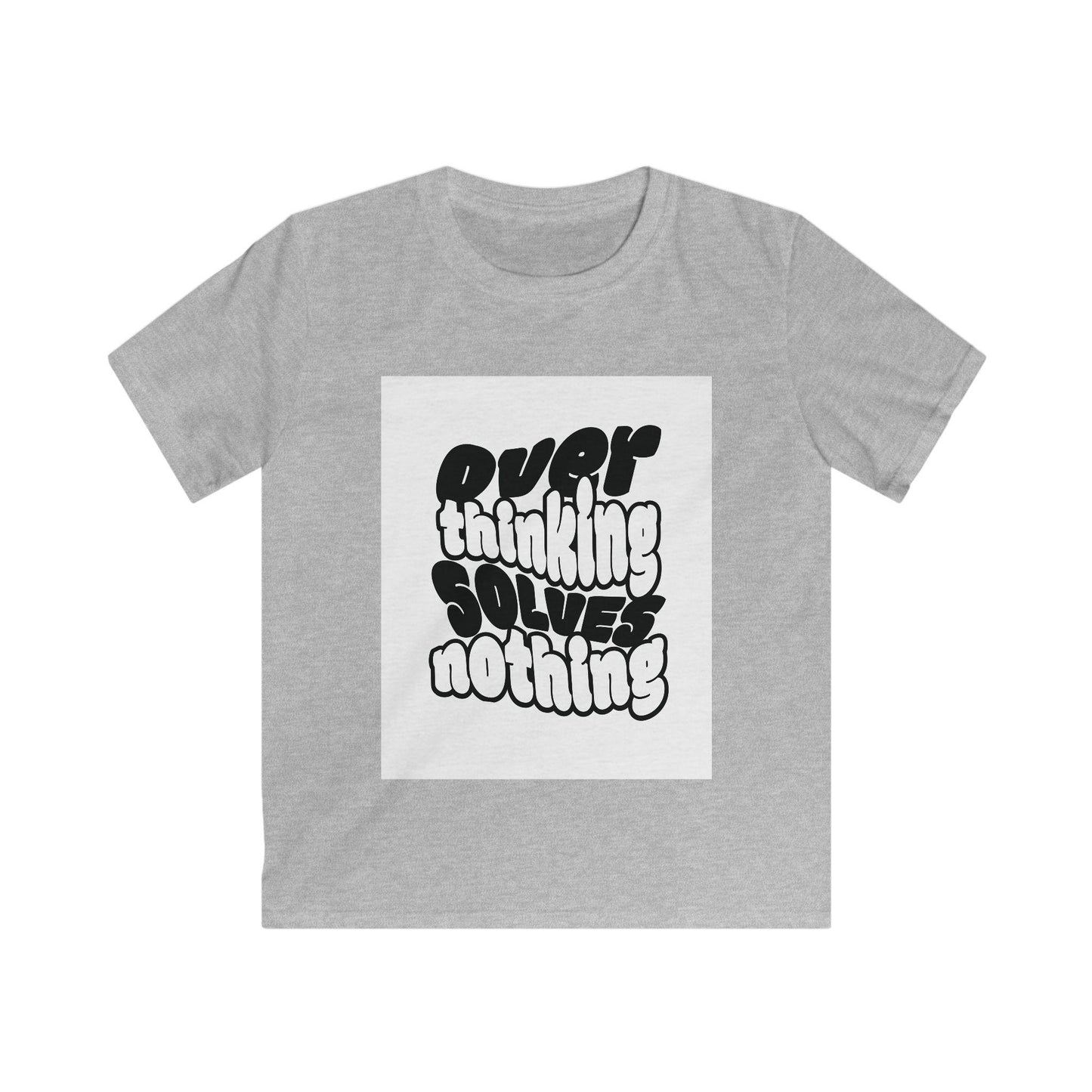 Overthinking Solves Nothing Kids Tee | Retro Bubble Letter Quote