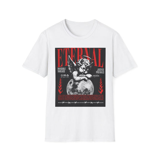 Eternal Angel Graphic T-Shirt | Cherub Illustration, Red Black Vintage Poster