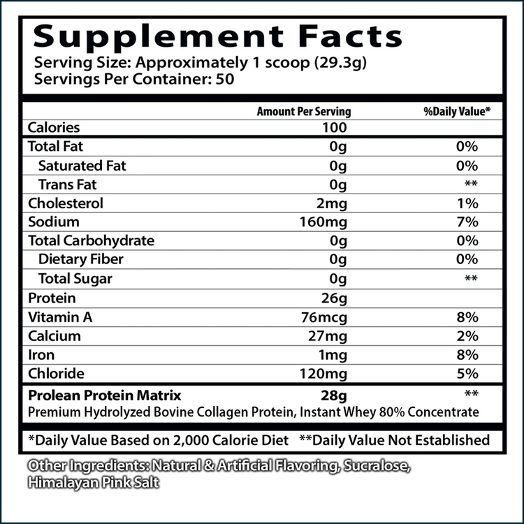 Insane Labz ProLean dual protein powder container with nutritional label, 50 servings, designed for muscle support and fitness.