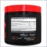 Insane Labz Redrum pre-workout supplement with 25 servings, showing nutritional panel and vibrant red label.
