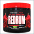 Insane Labz Redrum pre-workout supplement in a container with label, promoting energy and focus for workout sessions.
