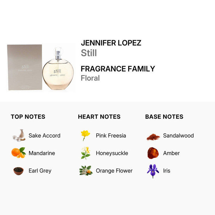 Still by Jennifer Lopez Eau de Parfum for women, 3.4oz perfume spray, elegant bottle with floral and fruity notes.