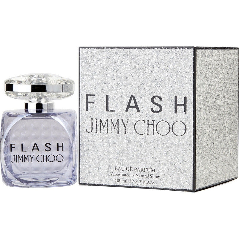 Jimmy Choo Flash Eau de Parfum spray for women, 3.4 oz bottle, with sleek design and elegant branding.