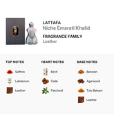 Lattafa Unisex Niche Emarati Khalid EDP spray in 2.7 oz bottle, featuring luxurious fragrance and elegant packaging.