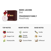 Marc Jacobs Ladies Dot EDP spray 3.3 oz, floral and fruity fragrance with colorful dotted design on the bottle.