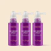 Maree 4-in-1 Hair Growth Spray bottle, natural ingredients, designed to promote healthy hair growth and scalp nourishment.