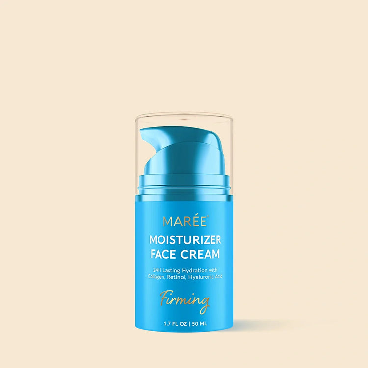 Maree Deep Moisture Collagen Face Cream jar with cream visible, showcasing rich skincare for hydration and anti-aging benefits.