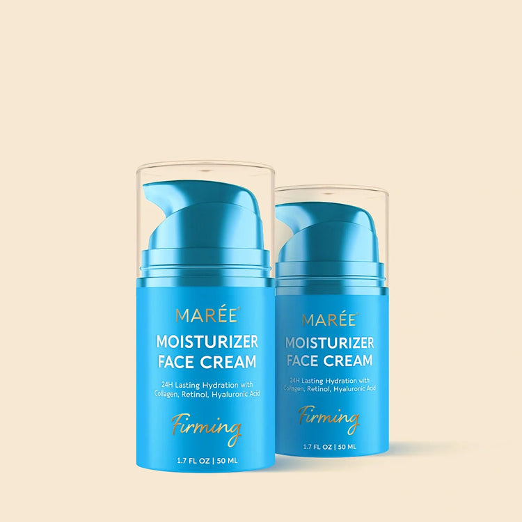 Maree Deep Moisture Collagen Face Cream jar showing the creamy texture and branding on the label.