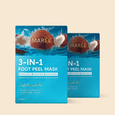 Maree exfoliating and hydrating foot mask in a jar, showing a close-up of the product with a smooth, creamy texture for soft feet.