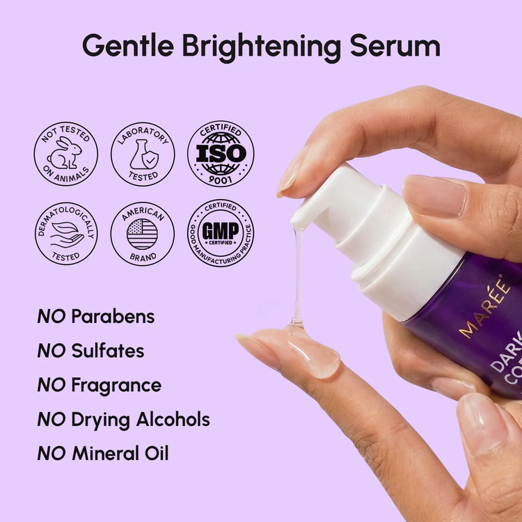 Maree Face and Body Serum for dark spots, featuring a sleek bottle with a dropper, designed to even skin tone and reduce dark spots.