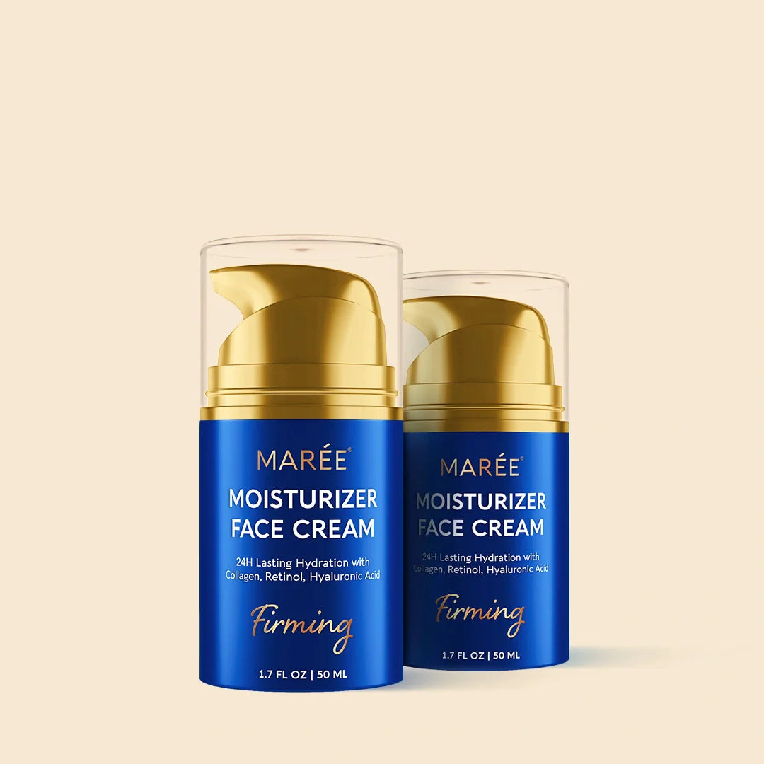 Maree Firming & Lifting Collagen Moisturizer in a sleek jar, showcasing its smooth creamy texture for youthful skin.