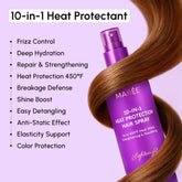 Maree heat styling protective hair spray, aerosol can with label, designed to shield hair during heat styling processes.