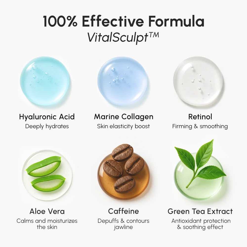 Maree Hyaluronic Acid V-line Lifting Mask applied on face, moisturizing and contouring skin for a lifted, youthful appearance.