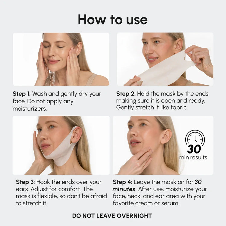 Maree Hyaluronic Acid V-line Lifting Mask showing a close-up of the mask&