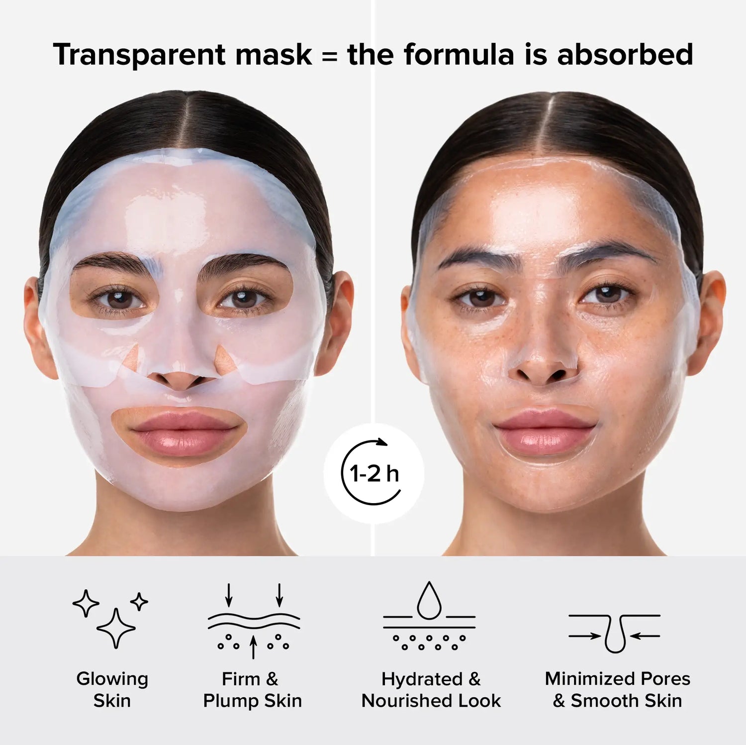 Maree Hydrogel Collagen Face Mask shown on a face, designed to hydrate and rejuvenate skin with a soothing, gel-like texture.