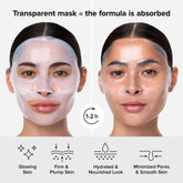 Maree Hydrogel Collagen Face Mask shown on a face, designed to hydrate and rejuvenate skin with a soothing, gel-like texture.