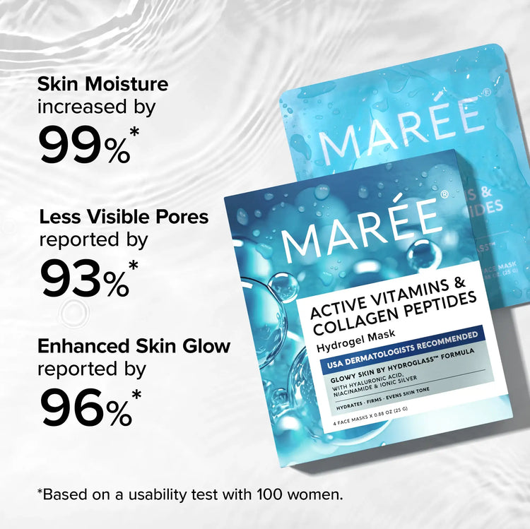 Maree Hydrogel Collagen Face Mask shown on a person&
