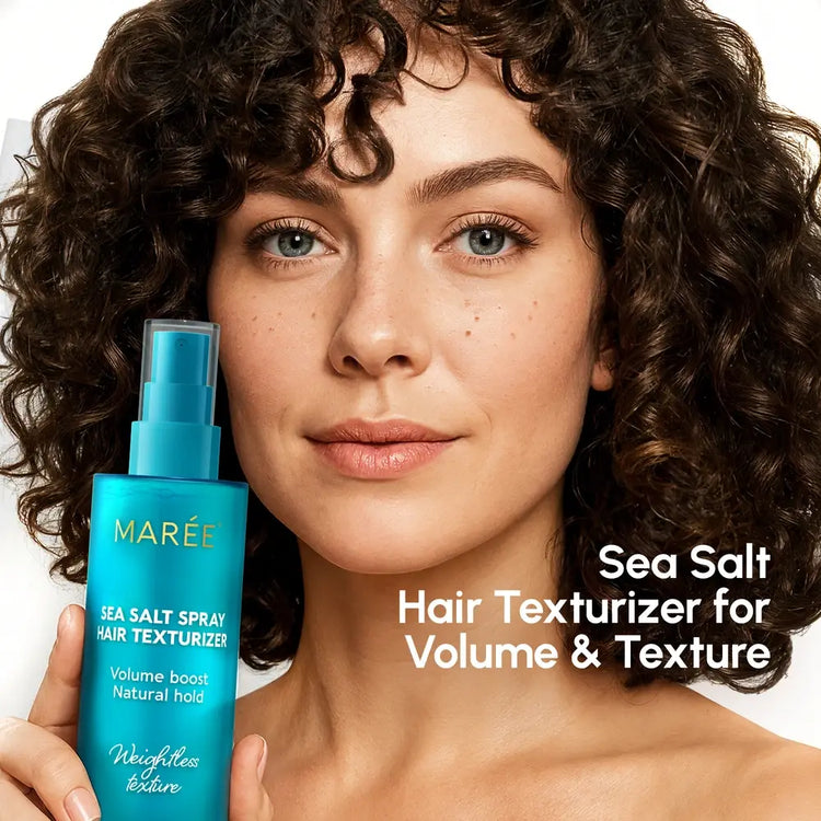 Maree Keratin & Sea Salt Hair Texturizer bottle with product label, designed to add volume and texture to hair.