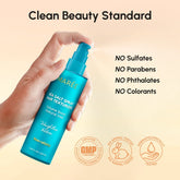 Maree Keratin & Sea Salt Hair Texturizer bottle with textured hair, showcasing product for adding volume and beachy waves