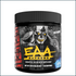 Blue raspberry flavored Mutant EAA Extreme BCAA amino acids powder in a container with a scoop for 30 servings.