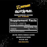 Mutant Glutamine joint support supplement bottle with nutritional panel, 60 servings, from PoorBoySupplements.com.