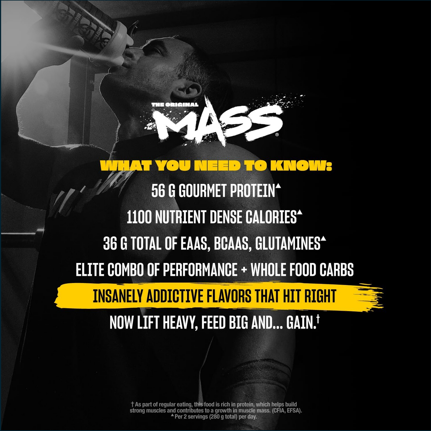 Information sheet for Mutant Mass 15lbs weight gainer by PoorBoySupplements.com, showing product details and nutritional information.
