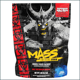 Weight gainer supplement container labeled Mutant Mass Extreme 2500 by PoorBoySupplements.com, 2.2lbs size with product branding.