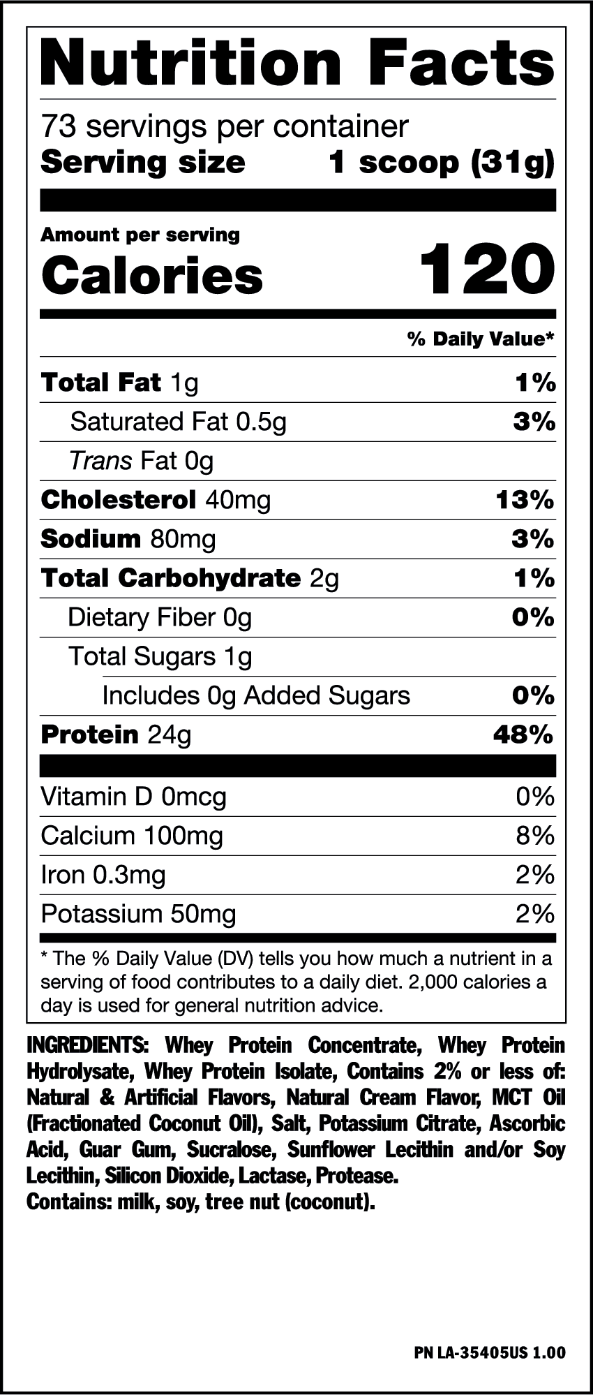 Banana-flavored Mutant Pro Triple Whey Protein Powder in 5lbs container, natural ingredients, and nutritional information visible.