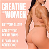 Nutrex Creatine for Women, 30 Servings, featuring a woman lifting weights, highlighting the Kre-Alkalyn creatine supplement.