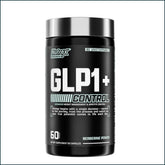 Nutrex GLP1+ Control weight loss capsules in a bottle, designed to support appetite and metabolism management.