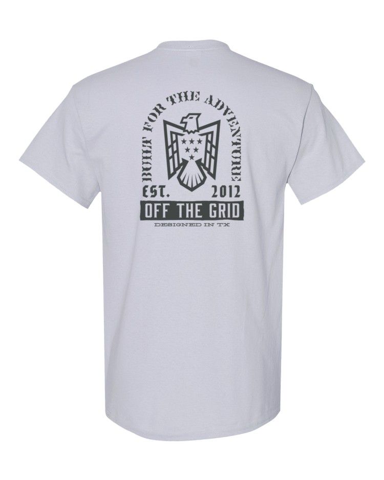 Black Soaring Eagle T-shirt by Off The Grid Surplus featuring a detailed eagle graphic on the front.